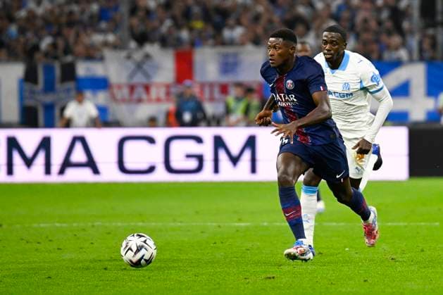 FOOTBALL : Olympique de Marseille VS Paris Saint Germain - Ligue 1 McDonald s - 22 09 2025 Nuno Mendes (PSG) - Ligue 1 Mcdonald s match between Olympique de Marseille and Paris Saint Germain on September 22, 2025 at the Orange Velodrome Stadium in Marseille. MarseilleFrance  Copyright: xWilliamxCannarellax