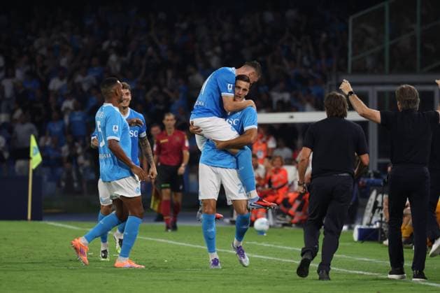 Serie A football match - 2025 26 Napoli vs. Pisa During the 2025 26 Italian Serie A football match between SSC Napoli and Pisa on September 22, 2025, at the Diego Armando Maradona Stadium in Naples. Pictured: goal the Lorenzo Lucca of SSC Napoli NAPOLI stadio Diego Armando Maradona CAMPANIA ITALIA Copyright: xFABIOxSASSOxFabioxSassox Napoli Pisa2025_09_22Fabio Sasso4380