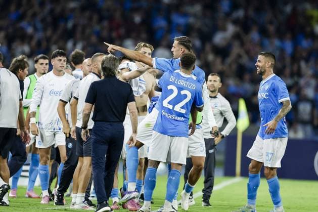 CALCIO - Serie A - SSC Napoli vs Pisa SC Napoli s Italian forward Lorenzo Lucca celebrates after scoring a goal during the Serie A football match between SSC Napoli and Pisa at the Diego Armando Maradona Stadium in Naples, on September 22, 2025. Naples Italy  Copyright: xIPAxSport ABACAx