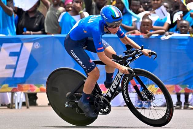 UCI 2025 Road World Championship, WM, Weltmeisterschaft Kigali 23 09 2025 KIGALI, RWANDA - SEPTEMBER 23 : Pegolo Chantal (ITA) during the Men Junior Individual Time Trial of the UCI Road World Championships 2025 92nd edition an UCI World Championships cycling race of 22.6 km with start in Kigali and finish in Kigali on September 23, 2025 in Kigali, Rwanda, 23 09 2025 Kigali Rwanda  Copyright: xJanxDexMeuleneirx