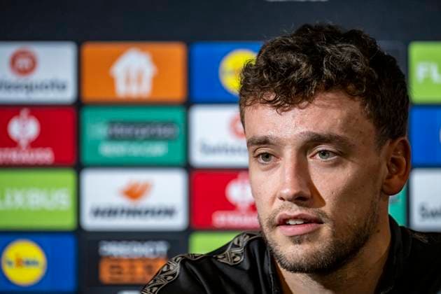 MALMÖ 2025-09-23 Malmö FF:s Colin Rösler vid tisdagens presskonferens pa Nya Malmö Stadion inför Europa League-matchen mot Ludogorets. MALMÖ SVERIGE x50090x
