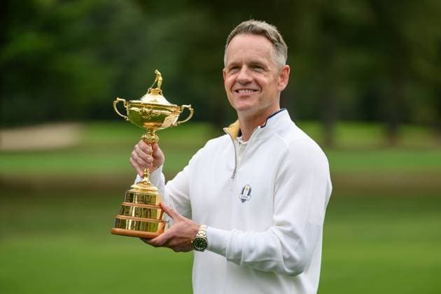 250923 Team Captain Luke Donald poses for a photo during a photo session on day -3 of the Ryder Cup on September 23, 2025 in New York. Photo: Jesper Zerman BILDBYRAN kod JZ JZ0614 golf ryder cup usa europe bbeng Copyright: JESPERxZERMAN BB250923JZ009