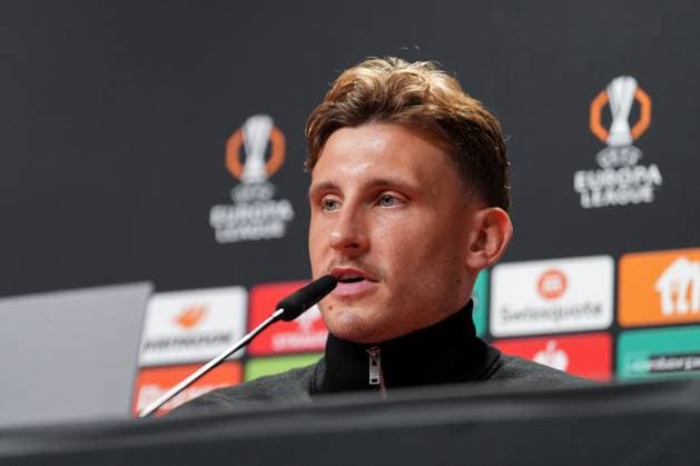 Maximilian Eggestein (SC Freiburg, 08) , Pressekonferenz des SC Freiburg vor dem ersten Europa League Spiel in der Ligaphase, Pressegespräch, Deutschland, Fussball, UEFA Europa League, 1.Spieltag, 2025 2026, SC Freiburg vs. FC Basel, 23.09.2025, Pressekonferenz des SC Freiburg vor dem ersten Europa League Spiel in der Ligaphase, Pressegespräch, Schweiz, Europa-Park Stadion, Freiburg, Deutschland Freiburg Europa-Park Stadion Baden-Württemberg Deutschland Copyright: xArnexAmbergx