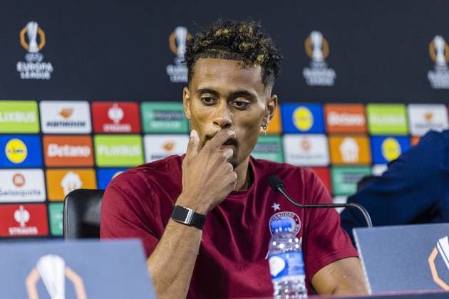 BRAGA , 23-09-2025 , Stadium municipal de Braga , season 2025 2026 , Europa League football , press conference, PK, Pressekonferenz Feyenoord , picture shows Press conference Feyenoord Braga  x31162972x Copyright: