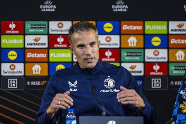 BRAGA , 23-09-2025 , Stadium municipal de Braga , season 2025 2026 , Europa League football , press conference, PK, Pressekonferenz Feyenoord , picture shows Press conference Feyenoord Braga  x31163424x Copyright: