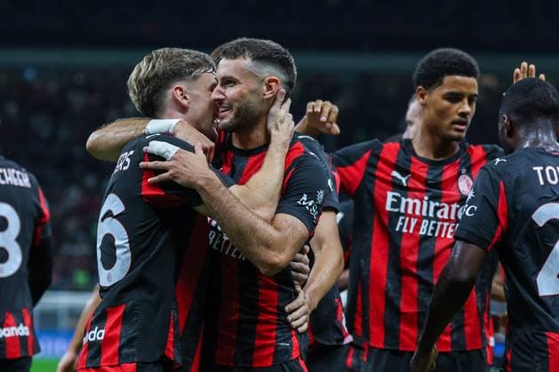 AC Milan vs US Lecce - Coppa Italia 2025 26 - 23 09 2025 Santiago Gimenez of AC Milan celebrates after scoring a goal during Coppa Italia 2025 26 football match between AC Milan and US Lecce at San Siro Stadium Copyright: xBEAUTIFULxSPORTS Carabellix
