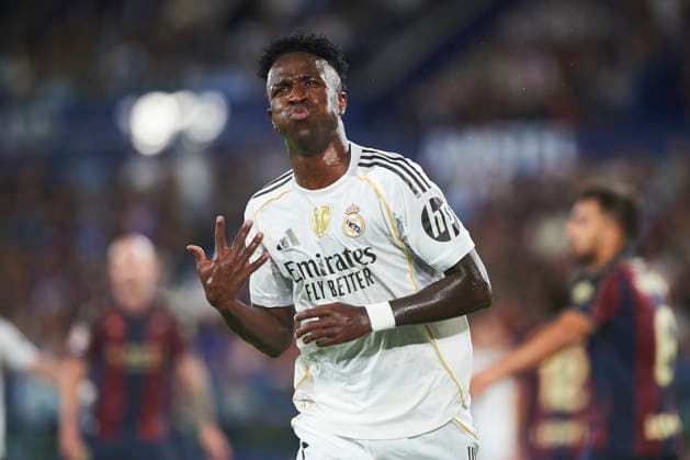 Vinicius Junior, Vini Jr (Real Madrid CF)celebrates his goal during the LaLiga EA Sports match between Levante UD and Real Madrid at Ciudad de Valencia on September 23, 2025 in Valencia, Spain. (Photo by Maria Jose Segovia DeFodi Images) Vinicius Junior, Vini Jr Real Madrid CF celebrates his goal during the LaLiga EA Sports match between Levante UD and Real Madrid at Ciudad de Valencia on September 23, 2025 in Valencia, Spain Photo by Maria Jose Segovia DeFodi Images