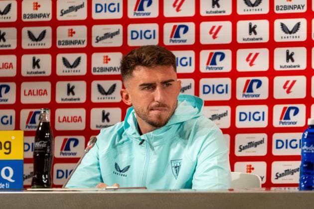 Aymeric Laporte (N14) during the press conference, PK, Pressekonferenz after La Liga game between Athletic de Bilbao and Girona at San Mamés, Bilbao, Spain.  Copyright: xAndresxLopezxSheridanxx xSPPx Sportspressphoto_SPR30528