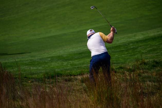 250923 Tyrrell Hatton of Team Europe during a practice round on day -3 of the Ryder Cup on September 23, 2025 in New York. Photo: Jesper Zerman BILDBYRAN kod JZ JZ0614 golf ryder cup usa europe bbeng Copyright: JESPERxZERMAN BB250923JZ062