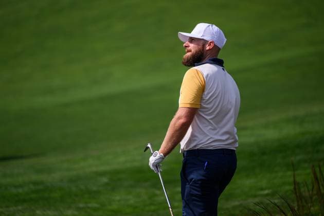 250923 Tyrrell Hatton of Team Europe during a practice round on day -3 of the Ryder Cup on September 23, 2025 in New York. Photo: Jesper Zerman BILDBYRAN kod JZ JZ0614 golf ryder cup usa europe bbeng Copyright: JESPERxZERMAN BB250923JZ063