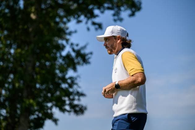 250923 Tommy Fleetwood of Team Europe during a practice round on day -3 of the Ryder Cup on September 23, 2025 in New York. Photo: Jesper Zerman BILDBYRAN kod JZ JZ0614 golf ryder cup usa europe bbeng Copyright: JESPERxZERMAN BB250923JZ067