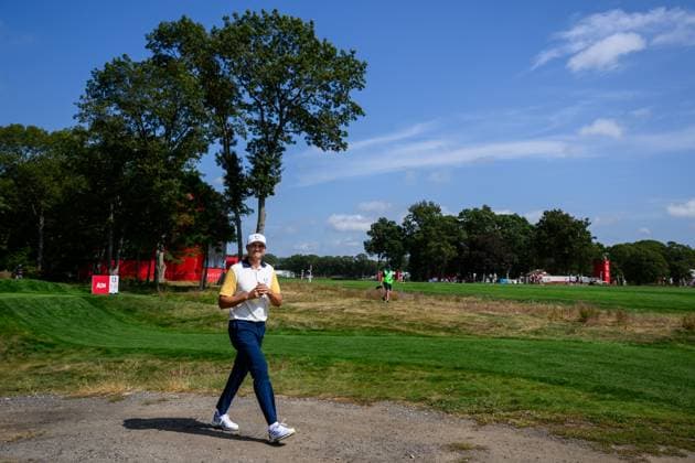 250923 Ludvig Aberg of Team Europe during a practice round on day -3 of the Ryder Cup on September 23, 2025 in New York. Photo: Jesper Zerman BILDBYRAN kod JZ JZ0614 golf ryder cup usa europe bbeng Copyright: JESPERxZERMAN BB250923JZ069