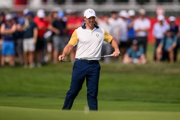 250923 Rory McIlroy of Team Europe during a practice round on day -3 of the Ryder Cup on September 23, 2025 in New York. Photo: Jesper Zerman BILDBYRAN kod JZ JZ0614 golf ryder cup usa europe bbeng Copyright: JESPERxZERMAN BB250923JZ071