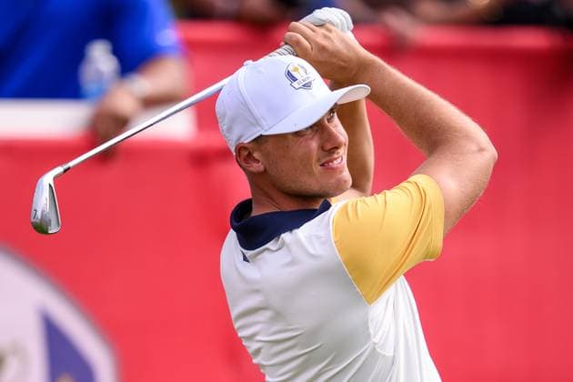 250923 Ludvig Aberg of Team Europe during a practice round on day -3 of the Ryder Cup on September 23, 2025 in New York. Photo: Jesper Zerman BILDBYRAN kod JZ JZ0614 golf ryder cup usa europe bbeng Copyright: JESPERxZERMAN BB250923JZ080