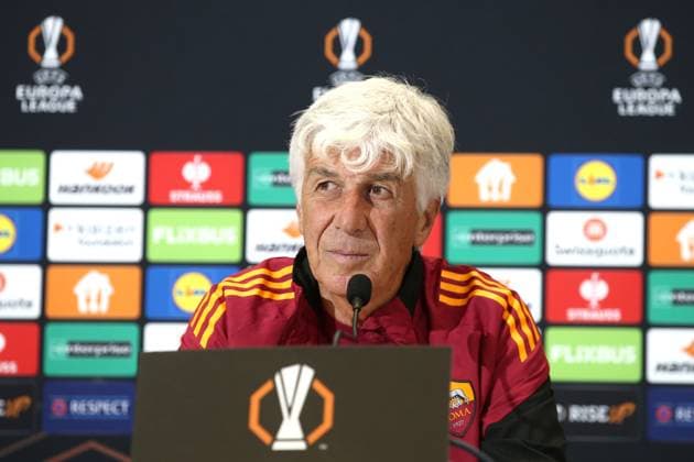 23.9.2025 Europa League : Conferenza Stampa: Gian Piero Gasperini con Neil Le Aynaoui Nella foto: & xD;(Foto Gino Mancini)  Copyright: xGinoxMancini IPAxSportx xipa-agency.netx xx IPA_65618769 IPA_Agency_IPA65618769