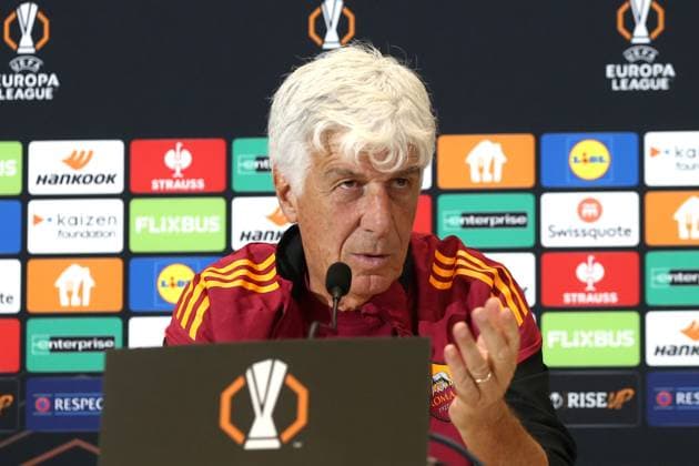 23.9.2025 Europa League : Conferenza Stampa: Gian Piero Gasperini con Neil Le Aynaoui Nella foto: & xD;(Foto Gino Mancini)  Copyright: xGinoxMancini IPAxSportx xipa-agency.netx xx IPA_65618792 IPA_Agency_IPA65618792