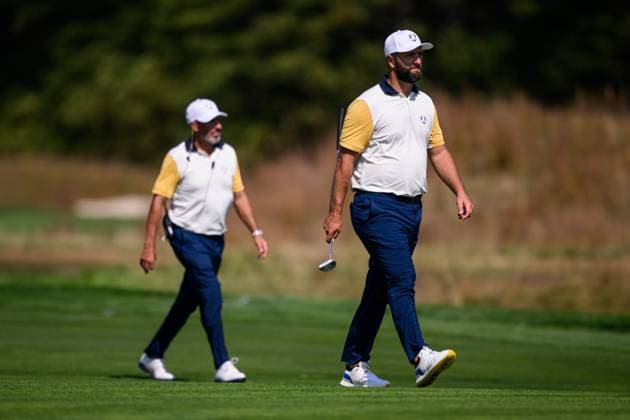 250923 Jon Rahm of Team Europe during a practice round on day -3 of the Ryder Cup on September 23, 2025 in New York. Photo: Jesper Zerman BILDBYRAN kod JZ JZ0614 golf ryder cup usa europe bbeng Copyright: JESPERxZERMAN BB250923JZ095