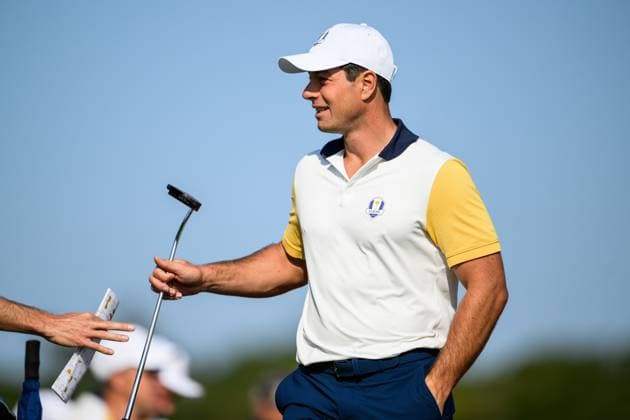 250923 Viktor Hovland of Team Europe during a practice round on day -3 of the Ryder Cup on September 23, 2025 in New York. Photo: Jesper Zerman BILDBYRAN kod JZ JZ0614 golf ryder cup usa europe bbeng Copyright: JESPERxZERMAN BB250923JZ109