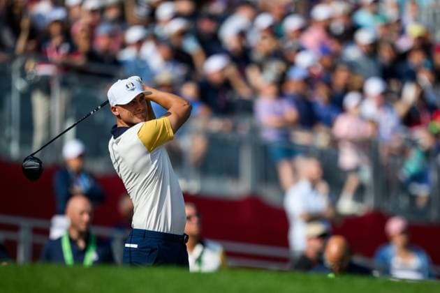 250923 Ludvig Aberg of Team Europe during a practice round on day -3 of the Ryder Cup on September 23, 2025 in New York. Photo: Jesper Zerman BILDBYRAN kod JZ JZ0614 golf ryder cup usa europe bbeng Copyright: JESPERxZERMAN BB250923JZ110