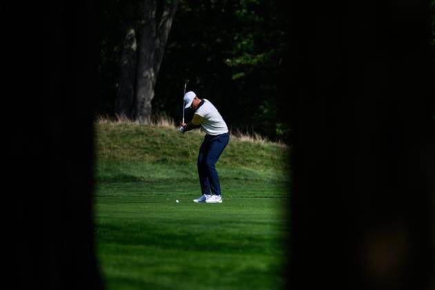 250923 Ludvig Aberg of Team Europe during a practice round on day -3 of the Ryder Cup on September 23, 2025 in New York. Photo: Jesper Zerman BILDBYRAN kod JZ JZ0614 golf ryder cup usa europe bbeng Copyright: JESPERxZERMAN BB250923JZ097