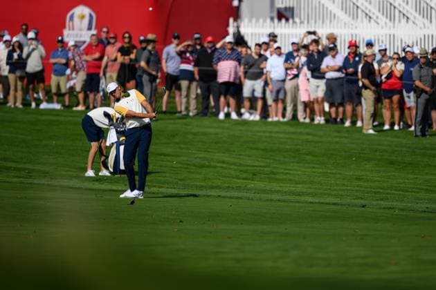 250923 Ludvig Aberg of Team Europe during a practice round on day -3 of the Ryder Cup on September 23, 2025 in New York. Photo: Jesper Zerman BILDBYRAN kod JZ JZ0614 golf ryder cup usa europe bbeng Copyright: JESPERxZERMAN BB250923JZ111