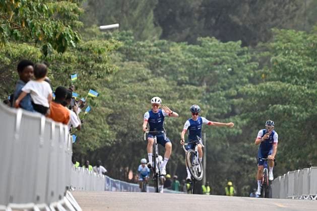 UCI 2025 Road World Championship, WM, Weltmeisterschaft Kigali 28 09 2025 KIGALI, RWANDA - SEPTEMBER 28 : the French team pictured during a training ride prior to the Men Elite cycling road race of the UCI Road World Championships 2025 92nd edition an UCI World Championships cycling race of 267.5 km with start in Kigali and finish in Kigali on September 28, 2025 in Kigali, Rwanda, 28 09 2025 Kigali Rwanda  Copyright: xJanxDexMeuleneirx