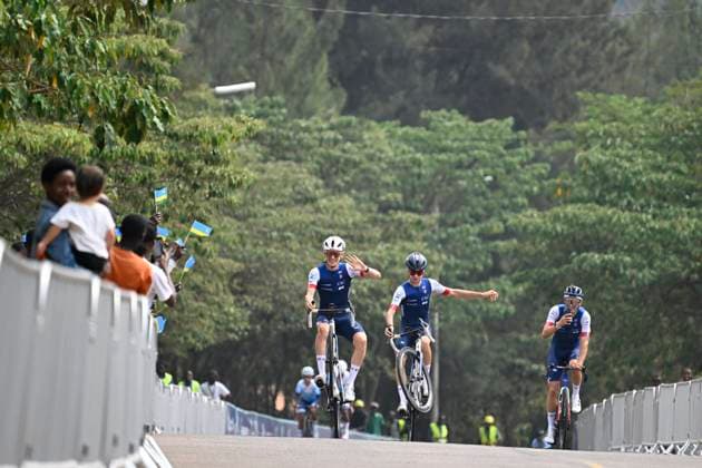 UCI 2025 Road World Championship, WM, Weltmeisterschaft Kigali 28 09 2025 KIGALI, RWANDA - SEPTEMBER 28 : the French team pictured during a training ride prior to the Men Elite cycling road race of the UCI Road World Championships 2025 92nd edition an UCI World Championships cycling race of 267.5 km with start in Kigali and finish in Kigali on September 28, 2025 in Kigali, Rwanda, 28 09 2025 Kigali Rwanda  Copyright: xJanxDexMeuleneirx