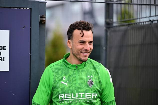 24.09.2025; Moenchengladbach; Fussball, Herren, Saison 2025 2026, Training Borussia Moenchengladbach Haris Tabakovic (Gladbach) DFL regulations prohibit any use of photographs as image sequences and or quasi-video. Borussia-Park NRW Deutschland