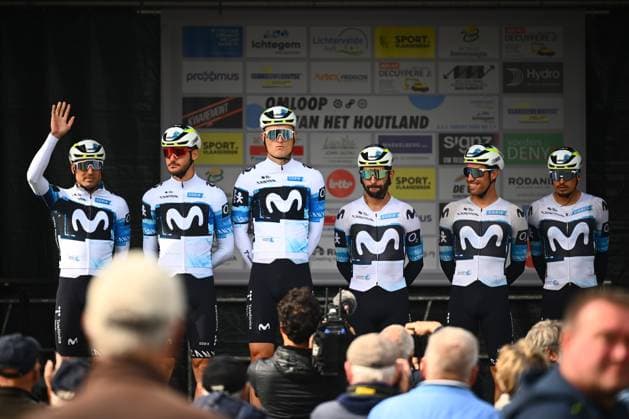 Omloop van Het Houtland 2025 Cycling Race LICHTERVELDE, BELGIUM - SEPTEMBER 24 : Movistar Team riders during the 78th edition of Omloop van Het Houtland an UCI Class 1.1 one day cycling road race for Men Elite of 198,7 km with start in Eernegem and finish in Lichtervelde on September 24, 2025 in Lichtervelde, Belgium, 24 09 2025 Lichtervelde Belgium  Copyright: xGvgx