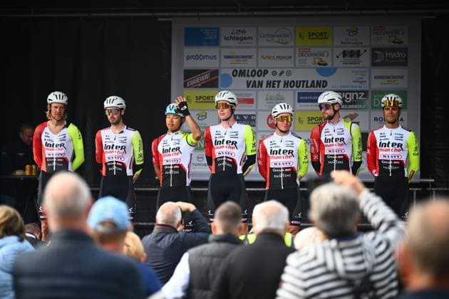 Omloop van Het Houtland 2025 Cycling Race LICHTERVELDE, BELGIUM - SEPTEMBER 24 : Intermarche - Wanty riders during the 78th edition of Omloop van Het Houtland an UCI Class 1.1 one day cycling road race for Men Elite of 198,7 km with start in Eernegem and finish in Lichtervelde on September 24, 2025 in Lichtervelde, Belgium, 24 09 2025 Lichtervelde Belgium  Copyright: xGvgx
