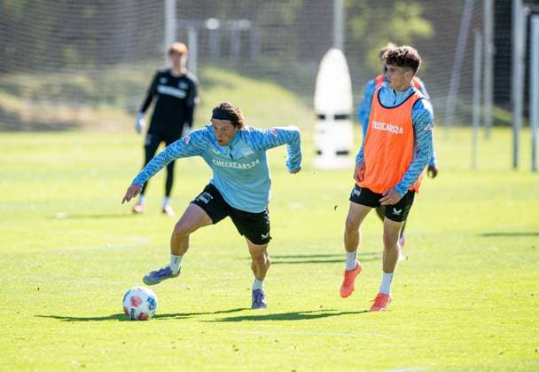 Fussball, Herren, Saison 2025 26, 2. Bundesliga, Hertha BSC, Training, v.l. Fabian Reese (Hertha BSC), Janne Berner (Hertha BSC), 24.09. 2025, Copyright: xSebastianxRäppold MatthiasxKochx