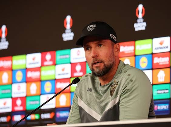 24.09.2025, Deutschland, Stuttgart, Fußball UEFA Europa League, VfB Stuttgart Pressekonferenz, VfB Trainer Sebastian Hoeneß