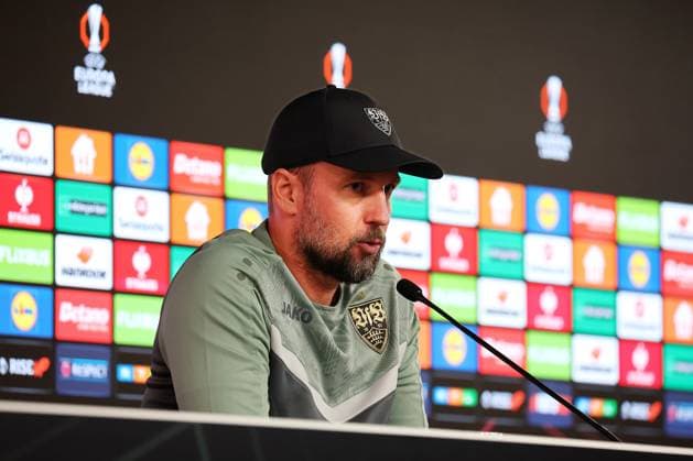 24.09.2025, Deutschland, Stuttgart, Fußball UEFA Europa League, VfB Stuttgart Pressekonferenz, VfB Trainer Sebastian Hoeneß