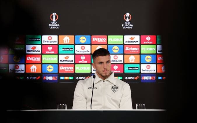 24.09.2025, Deutschland, Stuttgart, Fußball UEFA Europa League, VfB Stuttgart Pressekonferenz, Ermedin Demirovic (VfB)