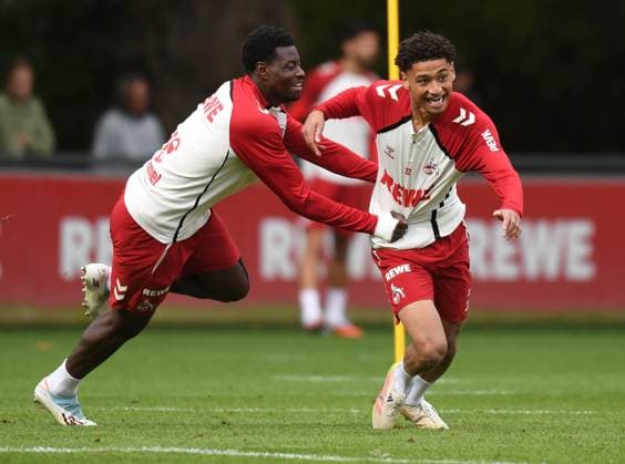 24.09.2025, xophax, Fussball , 1.FC Köln 1.FC Köln, Fussball-Bundesliga Saison 2025 2026 , Training Ragnar Ache, links und Nilas Yacobi , rechts ( beide 1.FC Köln) (DFL DFB REGULATIONS PROHIBIT ANY USE OF PHOTOGRAPHS as IMAGE SEQUENCES and or QUASI-VIDEO) Köln