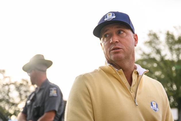 250924 Vice Captain Alex NorÃ n of Team Europe speaks to media on day -2 of the Ryder Cup on September 24, 2025 in New York. Photo: Jesper Zerman BILDBYRAN kod JZ JZ0615 golf ryder cup day -2 bbeng sverige Copyright: JESPERxZERMAN BB250924JZ002
