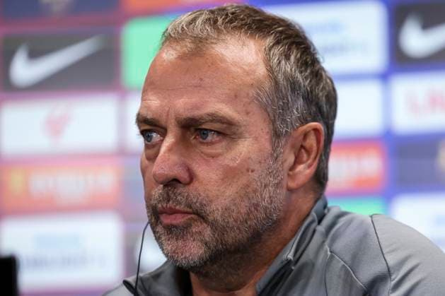 September 24, 2025, Sant Joan Despi, Barcelona, SPAIN: Hansi Flick, head coach of FC Barcelona, Barca attends his press conference, PK, Pressekonferenz during the training day of FC Barcelona ahead the Spanish League, La Liga EA Sports, football match against Real Oviedo at Ciudad Esportiva Joan Gamper on September 24, 2025 in Sant Joan Despi, Barcelona, Spain. Sant Joan Despi SPAIN - ZUMAa181 20250924_zaa_a181_027 Copyright: xJavierxBorregox