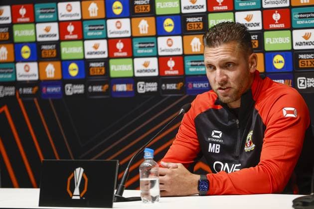 DEVENTER , 24-09-2025 , Stadium De Adelaarshorst , season 2025 2026 , UEFA Europa League League phase . press conference, PK, Pressekonferenz and training before the Europa League match between Go Ahead Eagles and FCSB, Picture shows GA Eagles trainer coach Melvin Boel Press conference and training before Go Ahead Eagles - FCSB  x31173203x Copyright: