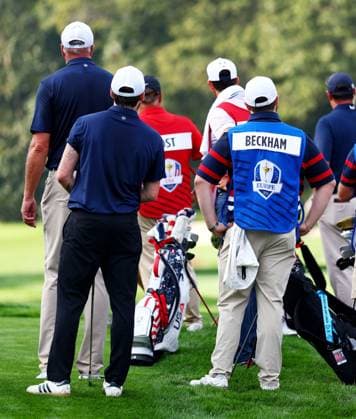 Brooklyn Peltz Beckham of Team Europe during the Celebrity All-Star match. 2025 Ryder Cup, Celebrity Match, Golf, Bethpage Black Golf Course, New York, USA - 24 Sep 2025New York Bethpage Black Golf Course New York (NY) United States of America EDITORIAL USE ONLY No use with unauthorised audio, video, data, fixture lists, club league logos or live services. Online in-match use limited to 120 images, no video emulation. No use in betting, games or single club league player publications. Copyright: xJamesxMarsh Shutterstockx 15500192ap