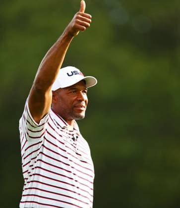 Michael Strahan of Team USA during the Celebrity All-Star match. 2025 Ryder Cup, Celebrity Match, Golf, Bethpage Black Golf Course, New York, USA - 24 Sep 2025New York Bethpage Black Golf Course New York (NY) United States of America EDITORIAL USE ONLY No use with unauthorised audio, video, data, fixture lists, club league logos or live services. Online in-match use limited to 120 images, no video emulation. No use in betting, games or single club league player publications. Copyright: xJamesxMarsh Shutterstockx 15500192r