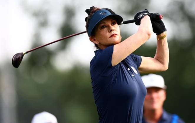 Catherine Zeta-Jones of Team Europe during the Celebrity All-Star match. 2025 Ryder Cup, Celebrity Match, Golf, Bethpage Black Golf Course, New York, USA - 24 Sep 2025New York Bethpage Black Golf Course New York (NY) United States of America EDITORIAL USE ONLY No use with unauthorised audio, video, data, fixture lists, club league logos or live services. Online in-match use limited to 120 images, no video emulation. No use in betting, games or single club league player publications. Copyright: xJamesxMarsh Shutterstockx 15500192g