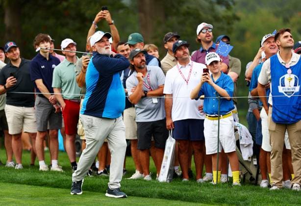 Jose Andres of Team Europe during the Celebrity All-Star match. 2025 Ryder Cup, Celebrity Match, Golf, Bethpage Black Golf Course, New York, USA - 24 Sep 2025New York Bethpage Black Golf Course New York (NY) United States of America EDITORIAL USE ONLY No use with unauthorised audio, video, data, fixture lists, club league logos or live services. Online in-match use limited to 120 images, no video emulation. No use in betting, games or single club league player publications. Copyright: xJamesxMarsh Shutterstockx 15500192ay