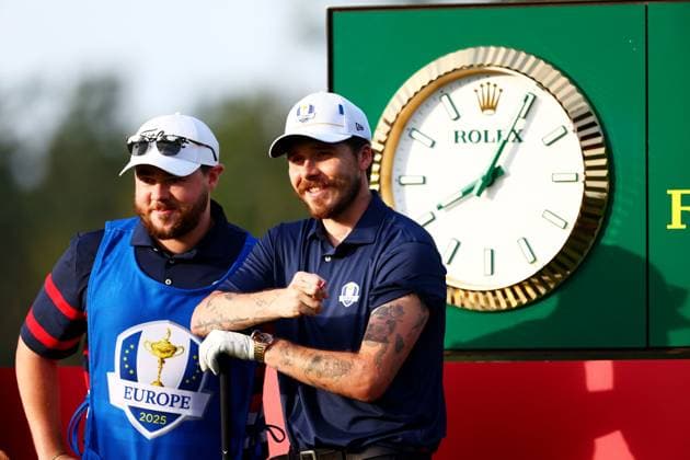 Brooklyn Peltz Beckham of Team Europe during the Celebrity All-Star match. 2025 Ryder Cup, Celebrity Match, Golf, Bethpage Black Golf Course, New York, USA - 24 Sep 2025New York Bethpage Black Golf Course New York (NY) United States of America EDITORIAL USE ONLY No use with unauthorised audio, video, data, fixture lists, club league logos or live services. Online in-match use limited to 120 images, no video emulation. No use in betting, games or single club league player publications. Copyright: xJamesxMarsh Shutterstockx 15500192bb