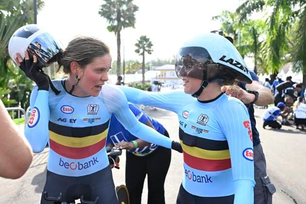 UCI 2025 Road World Championship, WM, Weltmeisterschaft Kigali 24 09 2025 KIGALI, RWANDA - SEPTEMBER 24 : during the Mixed Elite Team Time Trial Mixed Relay of the UCI Road World Championships 2025 92nd edition an UCI World Championships cycling race of 42.4 km with start in Kigali and finish in Kigali on September 24, 2025 in Kigali, Rwanda, 24 09 2025 Kigali Rwanda  Copyright: xJanxDexMeuleneirx