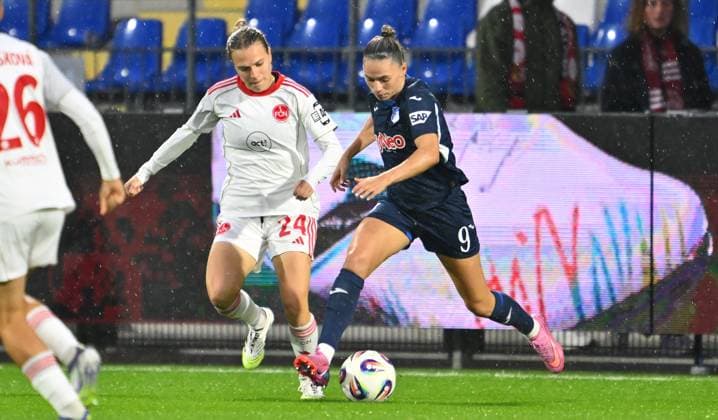 24.09.2025 - Fussball - Saison 2025 2026 - 1. Google Pixel Frauen Bundesliga - 04. Spieltag: TSG Hoffenheim - 1. FC Nürnberg FCN ( Club Clubfrauen ) - Sportfoto Zink - xwoxzix - Nastassja Lein (24, 1. FC Nürnberg FCN ) Jill Janssens (9, TSG Hoffenheim )