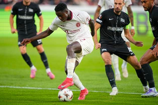 Denmark Europa League: FC Midtjylland - SK Sturm Graz FC Midtjylland s Franculino, left, and Sturm Graz s Jon Gorenc Stankovic, right, during the Europa League match between FC Midtjylland and SK Sturm Graz at the MCH Arena in Herning on Wednesday, September 24, 2025 , Herning Denmark Copyright: BoxAmstrupx spdk20250924-190025-L