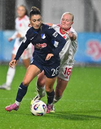 24.09.2025 - Fussball - Saison 2025 2026 - 1. Google Pixel Frauen Bundesliga - 04. Spieltag: TSG Hoffenheim - 1. FC Nürnberg FCN ( Club Clubfrauen ) - Sportfoto Zink - xwoxzix - Janna Grimm (26, TSG Hoffenheim ) Aleigh Gambone (16, 1. FC Nürnberg FCN )