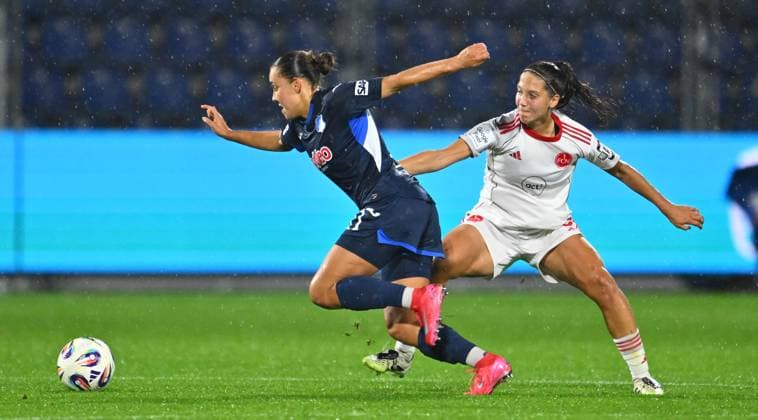 24.09.2025 - Fussball - Saison 2025 2026 - 1. Google Pixel Frauen Bundesliga - 04. Spieltag: TSG Hoffenheim - 1. FC Nürnberg FCN ( Club Clubfrauen ) - Sportfoto Zink - xwoxzix - Linda Mathilde Natter (11, TSG Hoffenheim ) Laura Miller (9, 1. FC Nürnberg FCN )