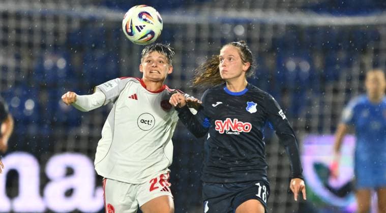 24.09.2025 - Fussball - Saison 2025 2026 - 1. Google Pixel Frauen Bundesliga - 04. Spieltag: TSG Hoffenheim - 1. FC Nürnberg FCN ( Club Clubfrauen ) - Sportfoto Zink - xwoxzix - Aneta Polaskova (26, 1. FC Nürnberg FCN ) Valesca Ampoorter (18, TSG Hoffenheim )