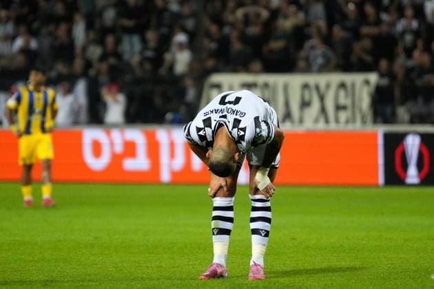 PAOK v Maccabi Tel Aviv - UEFA Europa League THESSALONIKI, GREECE - SEPTEMBER 24: PAOK’s striker Giorgos Giakoumakis reacts during the football match between PAOK and Maccabi Tel Aviv on the 1st day of the 1st round of the League Phase of the Europa League at Toumba Stadium in Thessaloniki, Greece on September 24, 2025. Konstantinos Tsakalidis Anadolu Thessaloniki Greece. Editorial use only. Please get in touch for any other usage.  Copyright: x2025xAnadoluxKonstantinosxTsakalidisx